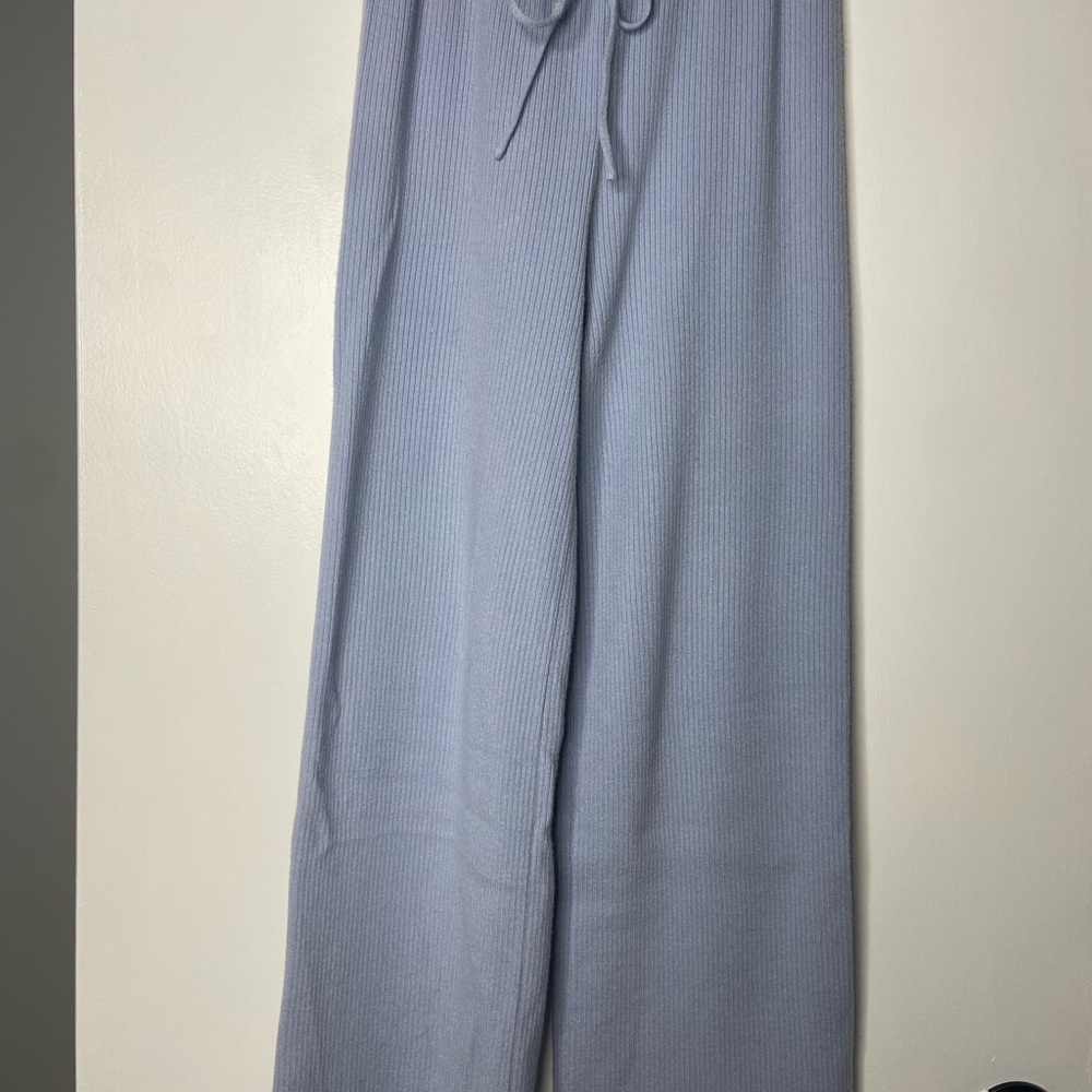 LOUNGEWEAR SET Light Blue Ribbed Off the Shoulder Small - Picture 4 of 4
